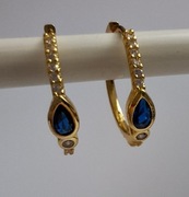 Kolczyki kółka złote niebieskie oczko