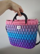 Torebka kuferek koszyk ombre na szydełku rękodzieło 