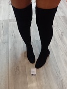 (40) ASOS Design/ CZARNE Kozaki za kolano muszkieterki z Londynu, NOWE 