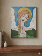 Obraz Anioł w modlitwie ręcznie malowany 40x50cm