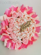 Bukiet JADALNY 23 cm jasny róż z Rafaello URODZINY PREZENT  IMIENINY ŚWIĘTA