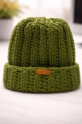Czapka handmade JASNA ZIELEŃ ręcznie robiona na szydełku