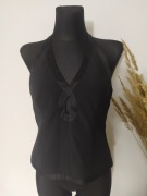 Oasis Czarny gorset Elegancki Wiązany Łezka Sylwester Basic Top Halter 38