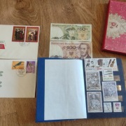 Klaser ze znaczkami dla kolekcjonera + gratis 95 znaczków i inne Zestaw 1