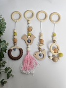 Zawieszki sensoryczne do pałąka / maty - drewniane | Montessori