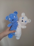 Dwukolorowy dwugłowy pluszowy miś zszywany maskotka pluszak handmade