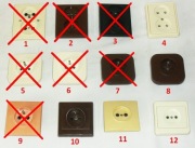 Gniazda ścienne polwinit polietylen OSPEL lata 80. retro PRL