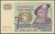 Szwecja 5 koron 1970 - Waza - AZ - stan bankowy UNC -