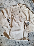 Bluza oversize anorak half zip kangurek kieszeń beżowa 100% bawełna Dobber
