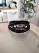 Bransoleta skórzana ręcznie pleciona 