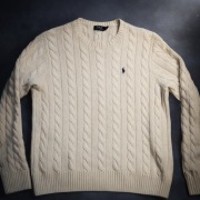 Sweter Ralph Lauren cable knit beige Rozmiar L