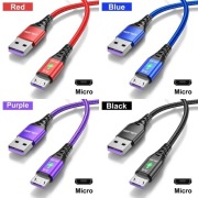 Kabel micro USB QC prąd 5A RED 2m oplot