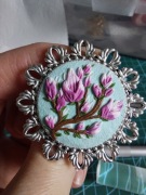 Broszka ręcznie robiona "Magnolia", 3.8 cm