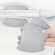 NAKLEJKI OCHRONNE POD KLAMKI SAMOCHODU BIAŁE FOLIA CARBON KARBONOWE 4 SZT