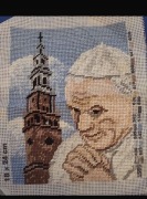 Ręcznie haftowany obraz Jan Pawet || Jasna Góra haft krzyżykowy 18x24