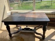 Stół dębowy fornirowany antyk rozkładany 8 osobowy