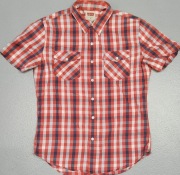 Wr) LEVI'S oryginalna koszula krótki rękaw kratka Roz.M 