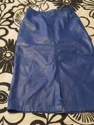 Niebieska skórzana spódnica ołówkowa M 38 