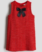 H&M Sukienka Wizytowa Boucle bez Rękawów Czerwona Rozmiar 134/140