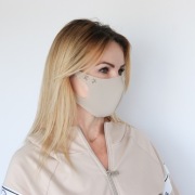 Maska maseczka z gwiazdami ozdobami beż damska M