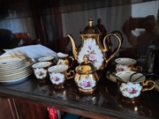 Duża kompletna Złota zastawa ręcznie robiona Bavaria GermanyHanda. 24 karat