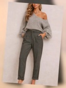 Stradivarius eleganckie szare spodnie cygaretki 40