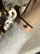 Czarny turmalin bransoletka na sznureczku talizman amulet handmade