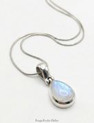 Srebrna zawieszka z kamieniem księżycowym, łańcuszek