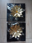 Metalowe kwiaty 2 szt złote ozdoba