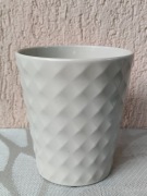 Osłonka doniczka ceramiczna geometryczny wzór HAVEN jasno-szary h: 14 cm