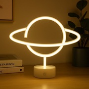 Neonowa lampka LED Planeta z podstawką USB baterie 