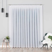 Długa biała firana woalowa na taśmie 600x240cm, woal kresz z ołowianką