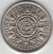 Wielka Brytania 2 szylingi two shillings (floren) 1955 28,4 mm - nr 3