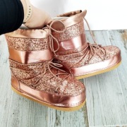 Śniegowce 40 41 DeeZee ocieplane buty na śnieg różowe metaliczne 