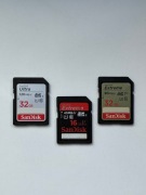 Zestaw kart pamięci SanDisk: Ultra 32GB, Extreme 32GB, Extreme 16GB