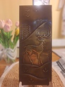 Płaskorzeźba vintage tłoczona na miedzi z 1991r.