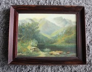 Pejzaż na płótnie góry i jezioro, M. Gawin 1991