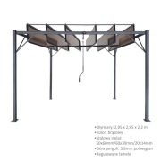 Pergola Ogrodowa Z Ruchomymi Lamelami Z Poliwęglanu 3 X 3 M Brązowa