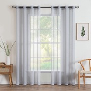 Zasłony woalowe MIULEE kółka szare 245x140 2 szt.