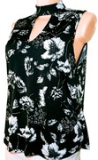 Czarny Top na szyję, na ramiączkach w kwiaty Amisu - New Yorker L (40)
