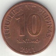 Filipiny 10 sentimo centymów 2011 -  17 mm - nr 1