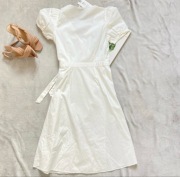 Biała sukienka kopertowa Vila 34 XS bawełna krótki rękaw midi