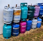 Butle gazowe puste 2 sztuki 11 kg propan-butan z kołnierzem lub bez