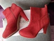 Botki damskie zamsz buty kolor ciemno czerwony firma H&M rozmiar 41