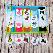 Układanka na rzepy Montessori. Zabawka edukacyjna. Kształty 