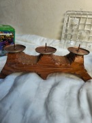 Świecznik drewniany potrójny 