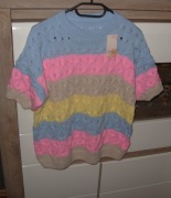 śliczny tęczowy sweterek -krótki rękaw roz. M/L New Collection