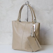 Torebka shopper Vera Pelle skóra beż