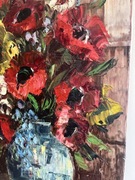 Stary obraz olejny kwiaty bukiet farby oryginał 60-80 lat