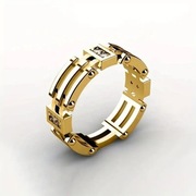 obrączka ażurowym wzorem i syntetyczną cyrkonią